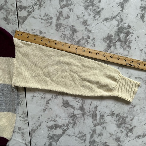 Lucky Sweater Color Block Sweater Maroon Ivory and Grey Women’s Size Small - Picture 7 of 13